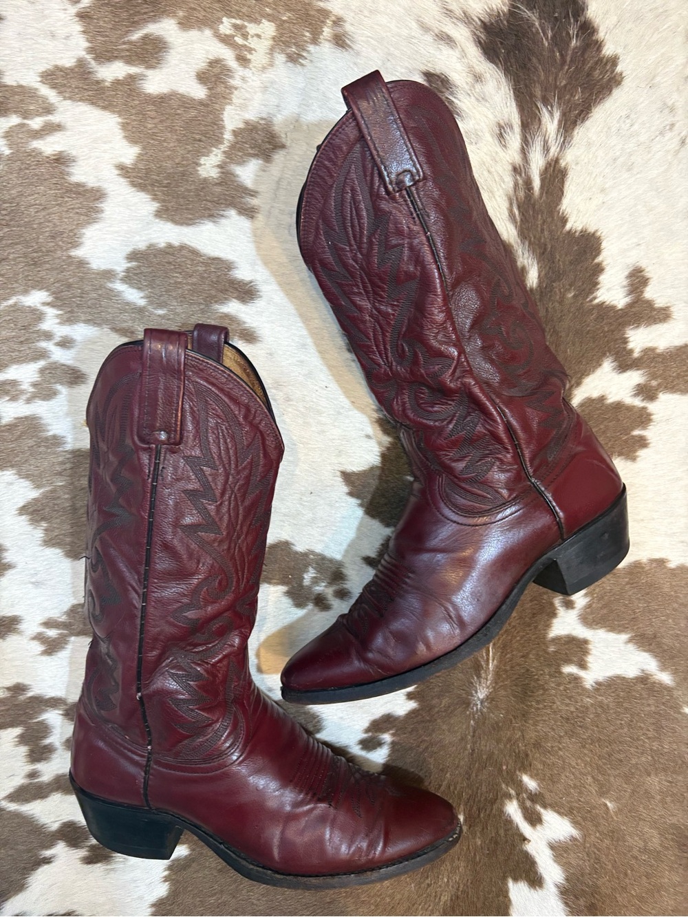 Dan Post Men's Burgundy Leather Western Cowboy Boots 8 1/2 D